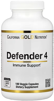 California Gold Nutrition, Defender 4, с витамином C, витамином D, цинком и селеном, 180 растительных капсул - CGN-02546-180 шт.