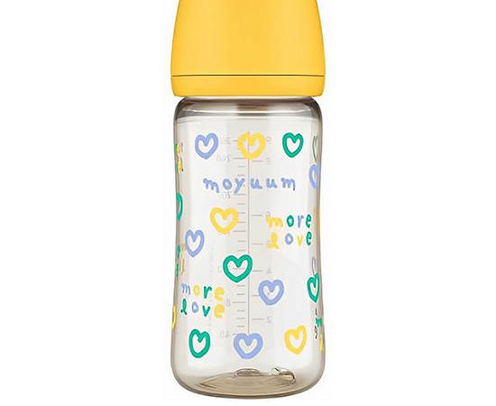 MOYUUM Baby Bottle Premium PPSU 270 mL with Real-Fit Nipple More Love Yellow