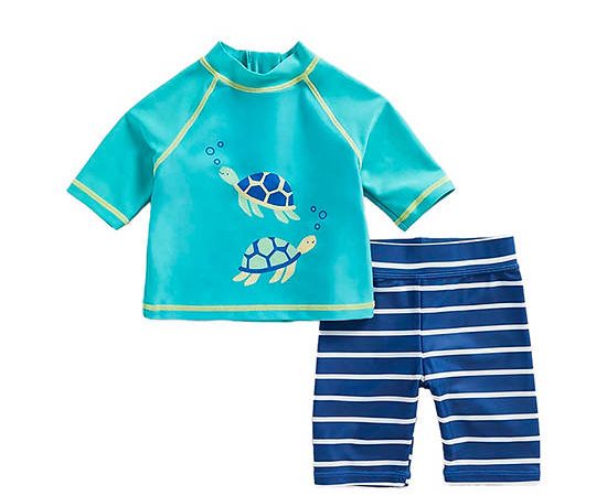 MOTHERCARE Boy Toddler Swim Set Rash Vest And Shorts UPF50 Turtle Print Multi-Color