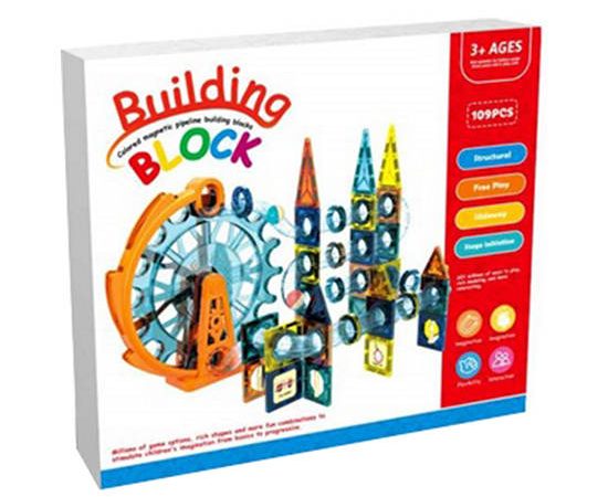 WISHER TOY Blocks Toys DIY Magnetic Building 109 pcs Multi-Color