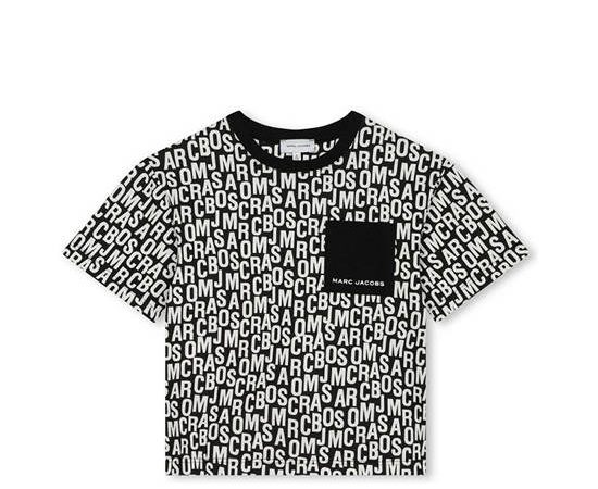 MARC JACOBS KIDS Unisex Kids T-Shirt Short Sleeves Monogram Print Black