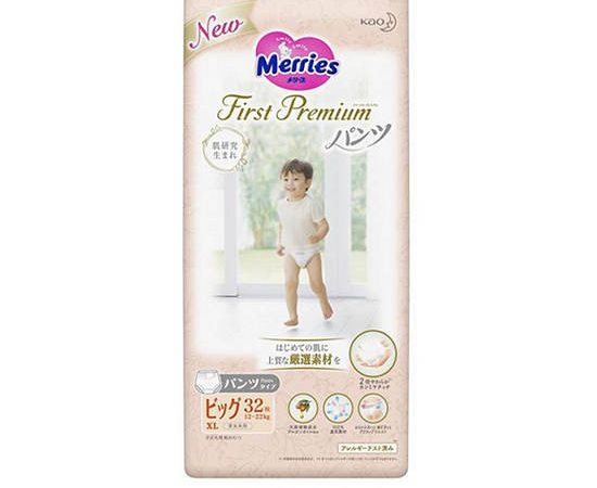 MERRIES DIAPER PANTS FIRST PREMIUM SIZE XL 32 PCS x 1 PACK