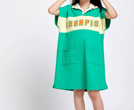 FOF KIDS Girl Dress Collared With Pockets Green