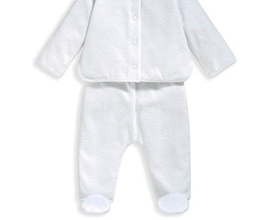 MAMAS & PAPAS Baby Pajamas Set Velour Cloud 2 pcs White