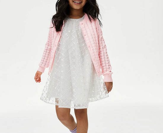 MARKS & SPENCER KIDS Girl Toddler Cardigan Pure Cotton Pointelle
