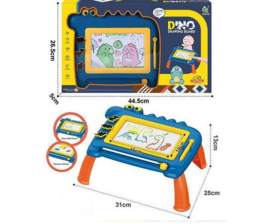 WISHER TOY Dino Drawing Board Table with Dinosaur Shaped Stamping Multi-Color