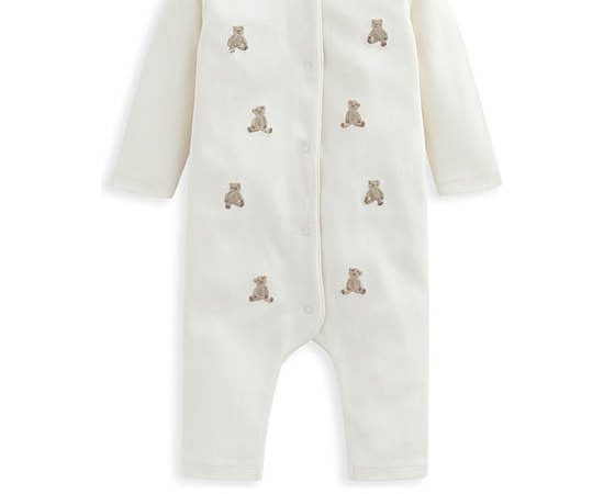MAMAS & PAPAS Infant Romper Embroidered Teddy Bear Cream