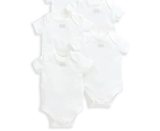 MAMAS & PAPAS Infant Bodysuits Set Organic Shortsleeved 5 pcs White