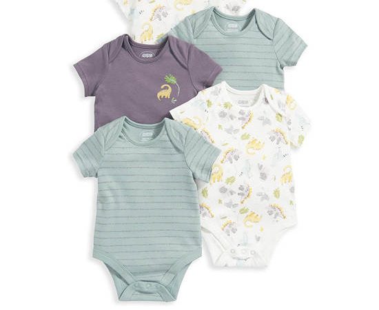 MAMAS & PAPAS Boy Infant Bodysuits Set Dinosaur 5 pcs Multi-Color