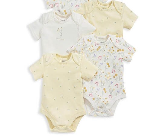 MAMAS & PAPAS Girl Infant Sleepsuits Set Botanical Garden 5 pcs Yellow