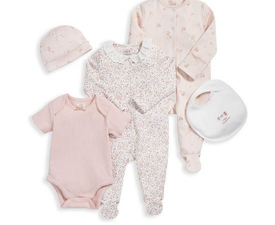 MAMAS & PAPAS Girl Newborn Clothing Set Floral 5 pcs Pink