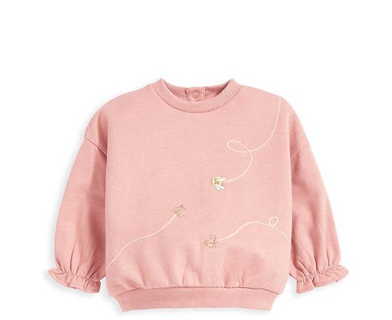 MAMAS & PAPAS Girl Toddler Sweatshirt Embroidered Floral Pink