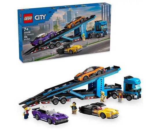 LEGO Block Toy Car Transporter Truck with Sports Cars 60408 Multi-Color