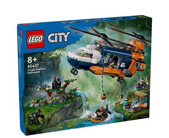 LEGO Block Toy Jungle Explorer Helicopter at Base Camp 60437 Multi-Color
