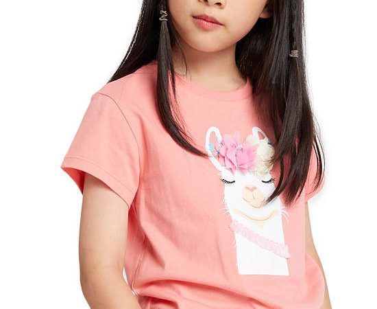 FOF KIDS Girl T-Shirt Alpaca Print Orange