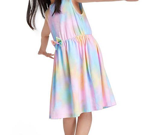 FOF KIDS Girl Dress Sleeveless Rainbow Multi-Color