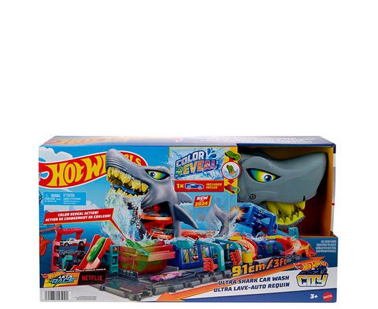 HOTWHEELS Toy Ultra Shark Car Wash Playset HTN82 Multi-Color