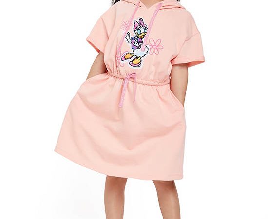 FOF KIDS Girl Dress Disney Daisy Duck Pattern Orange