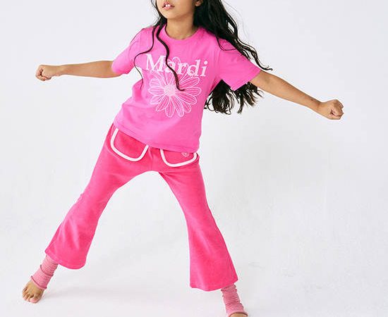 MARDI MERCREDI LES PETITS Terry Flare Pants Peony Pink