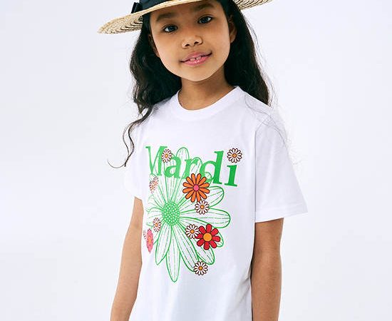 MARDI MERCREDI LES PETITS Tshirt Flowermardi Blossom White Green