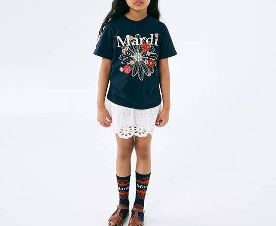 MARDI MERCREDI LES PETITS Tshirt Flowermardi Blossom Navy Cream
