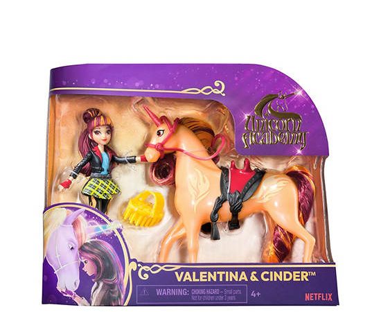 UNICORN ACADEMY Small Doll and Unicorn Toy Set Valentina & Cinder Orange