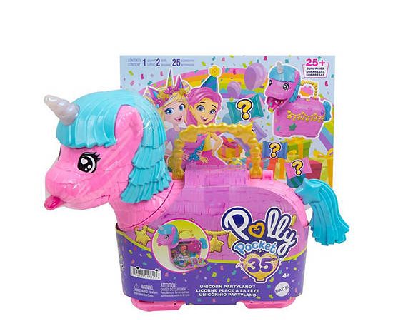 BARBIE Doll and Playset Polly Pocket Unicorn Partyland HWP07 Multi-Color