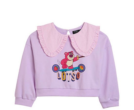 FOF KIDS Girl Sweater Decorated Collar Disney Pixar Purple