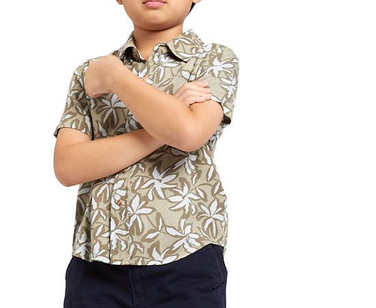 DeFry 01 Boy Shirt Collar Short Sleeves Brown