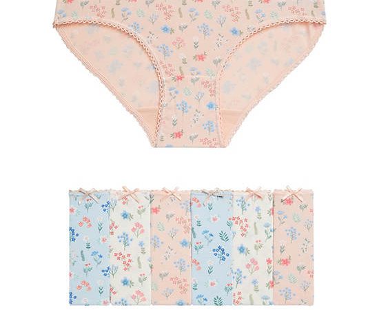 MARKS & SPENCER KIDS Girl Toddler Knickers Cotton with Stretch Floral 7 Pk Multi-Color