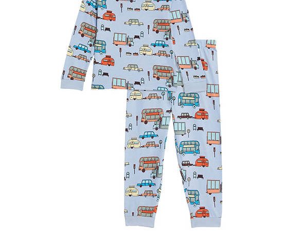 MARKS & SPENCER KIDS Boy Toddler Pyjamas Pure Cotton Transport Chambray