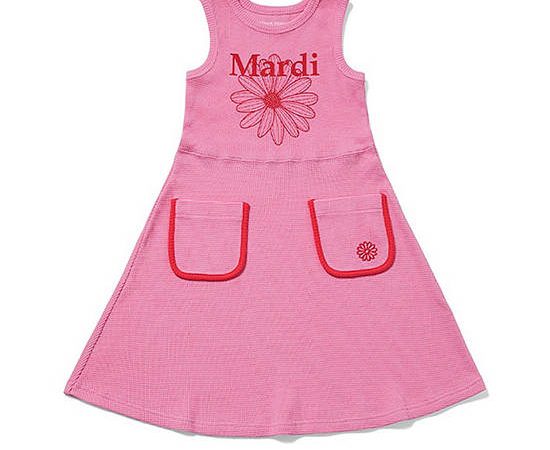 MARDI MERCREDI LES PETITS Kids Waffle Dress Flowermardi Pink Pink