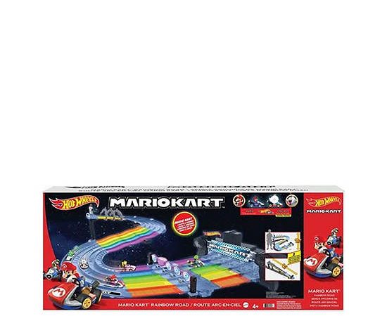 HOTWHEELS Car Toy Set Mario Kart Rainbow Road Raceway 1/64 Scale Multi-Color