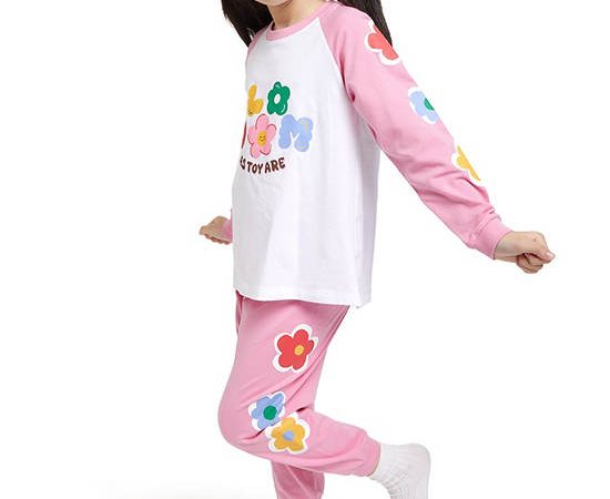 ANGEL KIDS Girl Pyjamas Set Sweater + Jogger Floral Print White