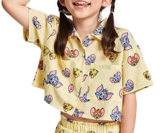 FOF KIDS Girl Shirt Short Sleeves Tom & Jerry Yellow