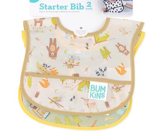 BUMKINS Unisex Infant Starter Bibs 3-9 Months Pack 2 Pcs. Multi-Color