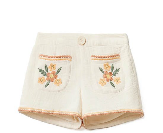 SFERA KIDS Girl Shorts Embroidered Bambula Ivory