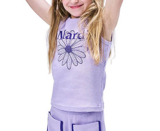 MARDI MERCREDI LES PETITS Kids Waffle Sleeveless Flowermardi Lavender Violet