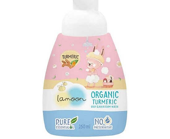 LAMOON Body & Hair Foam Wash Organic Turmeric 250 mL