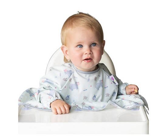 TIDY TOT Toddler Long Sleeves Cover & Catch Bib Hippos