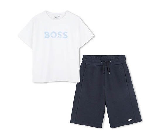 BOSS KIDS Boy T-Shirt and Shorts Set Logo Style White