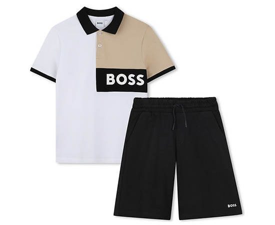 BOSS KIDS Boy Polo Shirt and Shorts Set Black