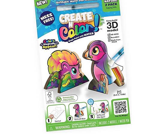 CREATE N COLOUR Toy Coloring Set It'S My Nature Pack 2 Pcs Hedgehog/Puffin Multi-Color
