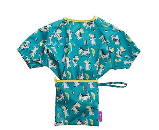 TIDY TOT Baby Bib Short Sleeve Cover & Catch Zebra Multi-Color