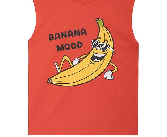 FOF KIDS Boy Sleeveless T-Shirt Banana Print Orange