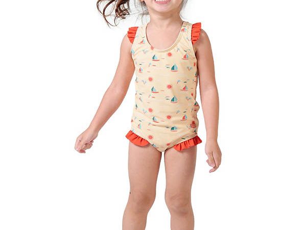 KEED Girl Swimsuit One Piece Sailer Orange
