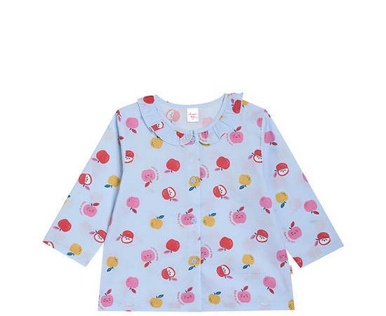 Angel Baby Girl Toddler Pyjamas Shirt Long Sleeves Apple Print Light Blue