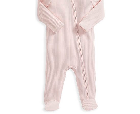 MAMAS & PAPAS Unisex Toddler Bodysuit Long Sleeves Rib Zip All In One Pink