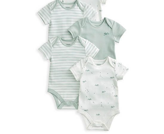 MAMAS & PAPAS Boy Toddler Bodysuit Short Sleeves Set 5 Pk Blue