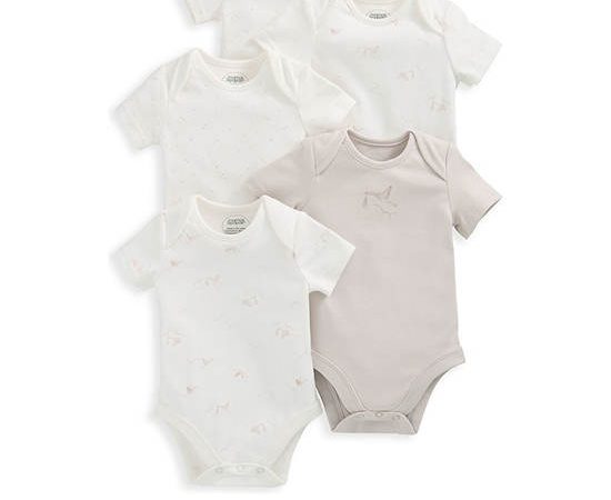 MAMAS & PAPAS Unisex Toddler Bodysuit Short Sleeves Stork Set 5 Pk Multi-Color